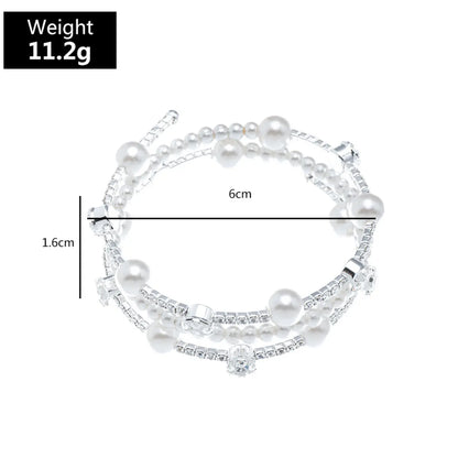 Fashion Rhinestone Pearl Multi-layer Winding Bracelet