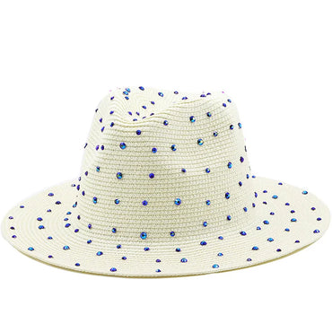 Fashion Rhinestone Simple Outdoor Travel Seaside Sunscreen Big Eaves Straw Hat