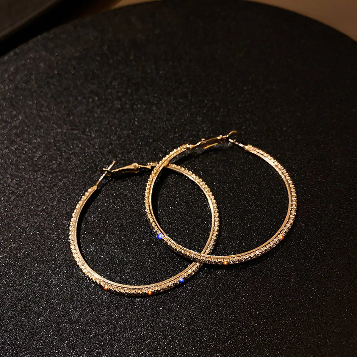 Fashion Rhinestone-studded Large Alloy Hoop Earrings Wholesale