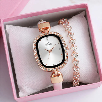 Fashion Rhinestone Thin Belt Watch Casual Watch Women