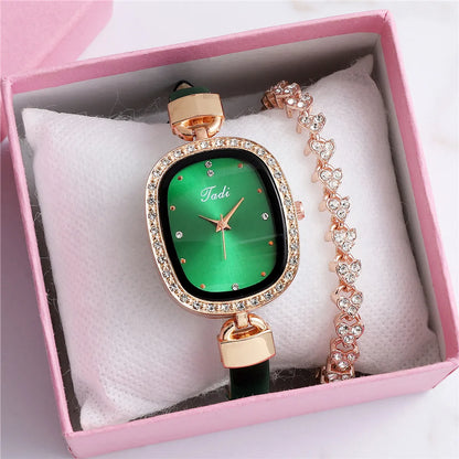 Fashion Rhinestone Thin Belt Watch Casual Watch Women