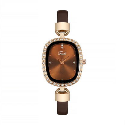 Fashion Rhinestone Thin Belt Watch Casual Watch Women