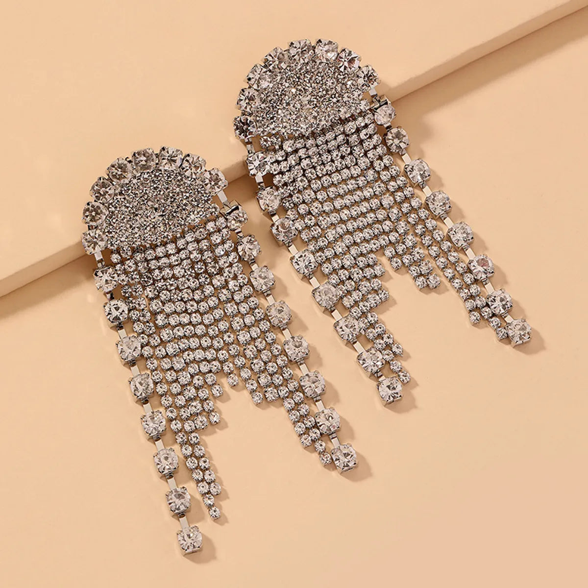 Fashion Rhinestones Long Tassel Earrings