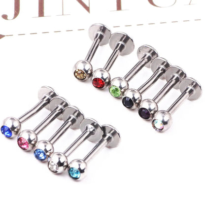 Fashion Rhombus Stainless Steel Inlay Ear Studs 1 Piece