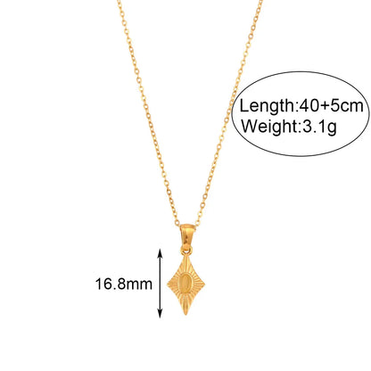 Wholesale Jewelry Fashion Rhombus 304 Stainless Steel Opal 18K Gold Plated Plating Inlay Pendant Necklace