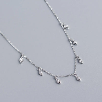 Fashion Rhombus Sterling Silver Plating Zircon Necklace 1 Piece