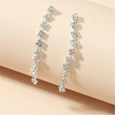 Fashion Rhombus Zircon Tassels Long Earrings Wholesale Nihaojewelry