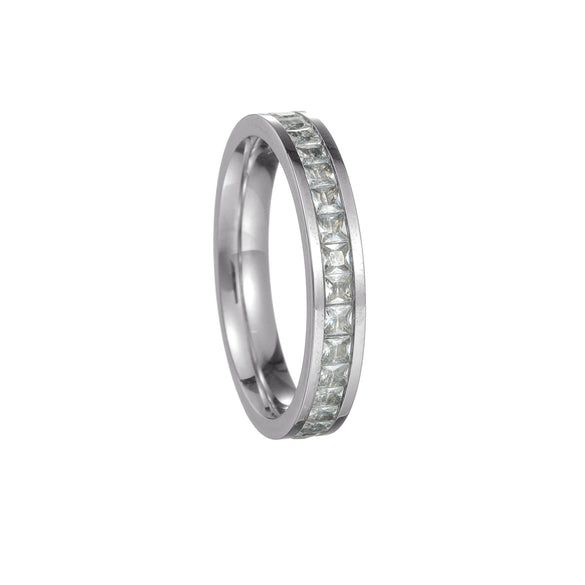 Fashion Ring Diamond Zircon Titanium Steel U Shape Electroplated For Women