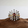 Fashion Ring S925 Sterling Silver Inlaid With Natural Garnet Topaz Gem Heart Shape Women's
