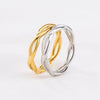 Fashion Ring Titanium Steel Gold Plated Geometric Woven Twist Couple Ring