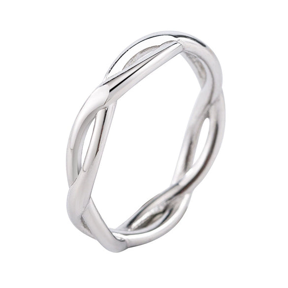 Fashion Ring Titanium Steel Gold Plated Geometric Woven Twist Couple Ring
