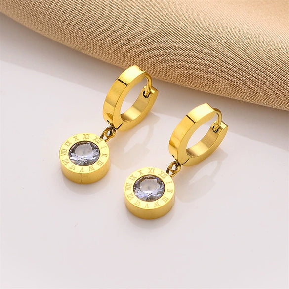 Fashion Roman Suit Titanium Steel Necklace Bracelet Ear Buckle With Love Water Drops Bell Patterns