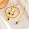 Fashion Roman Suit Titanium Steel Necklace Bracelet Ear Buckle With Love Water Drops Bell Patterns