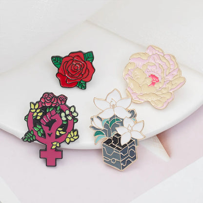 Fashion Rose Alloy Enamel Unisex Brooches