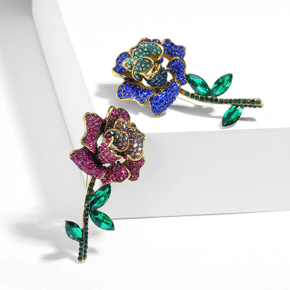 Fashion Rose Alloy Inlay Rhinestones Women'S Brooches