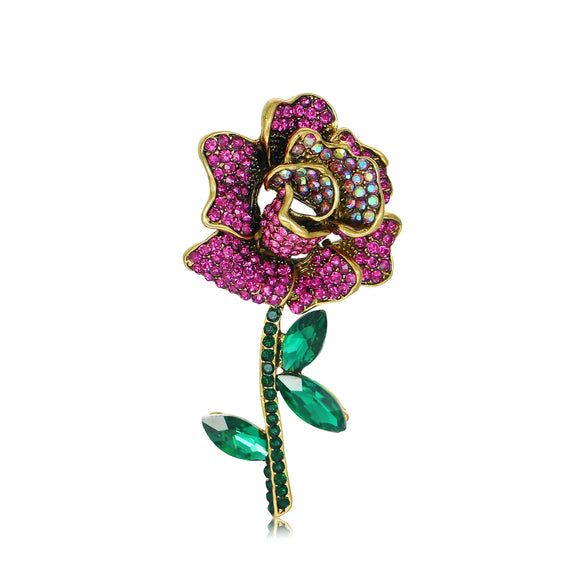 Fashion Rose Alloy Inlay Rhinestones Women'S Brooches