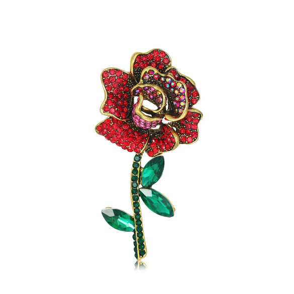 Fashion Rose Alloy Inlay Rhinestones Women'S Brooches