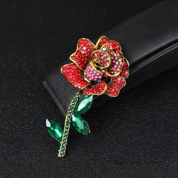 Fashion Rose Alloy Inlay Rhinestones Women'S Brooches