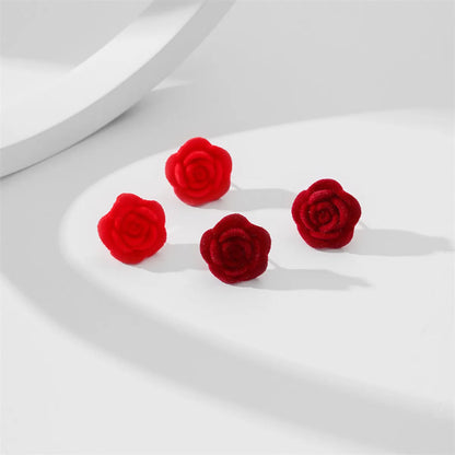 Fashion Rose Flocking Women's Ear Studs 1 Pair