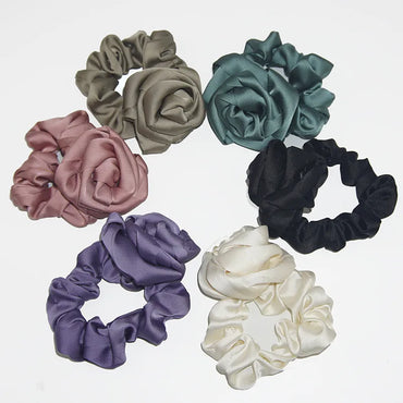 Fashion Rose Solid Color Cloth Hair Tie