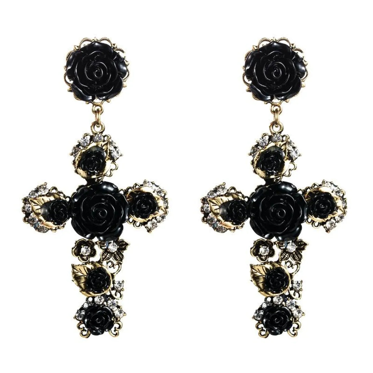 Retro Geometric Diamond Alloy Artificial Gemstones Earrings