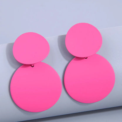 Fashion Round Alloy Drop Earrings 1 Pair