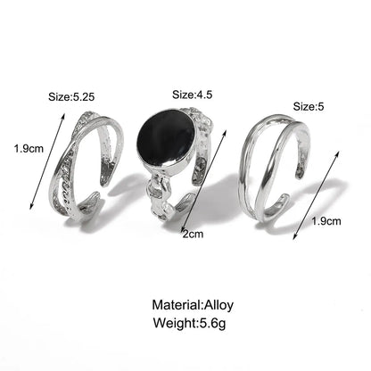 Fashion Round Alloy Enamel Plating Women's Open Ring 3 Pieces