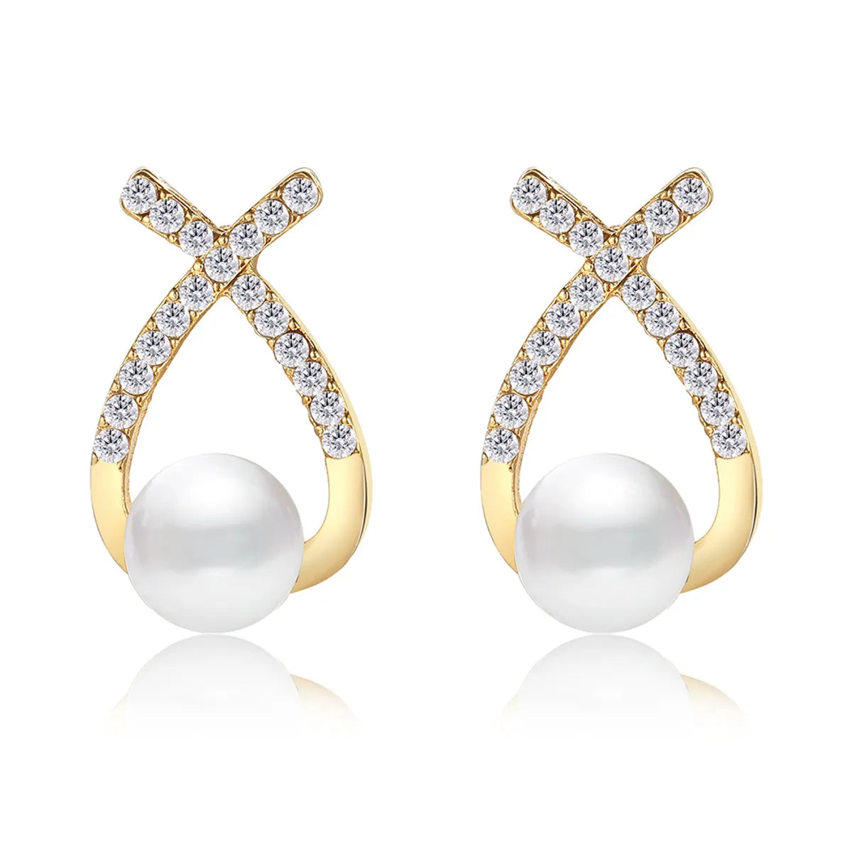 1 Pair Fashion Round Inlay Alloy Artificial Pearls Artificial Diamond Ear Studs