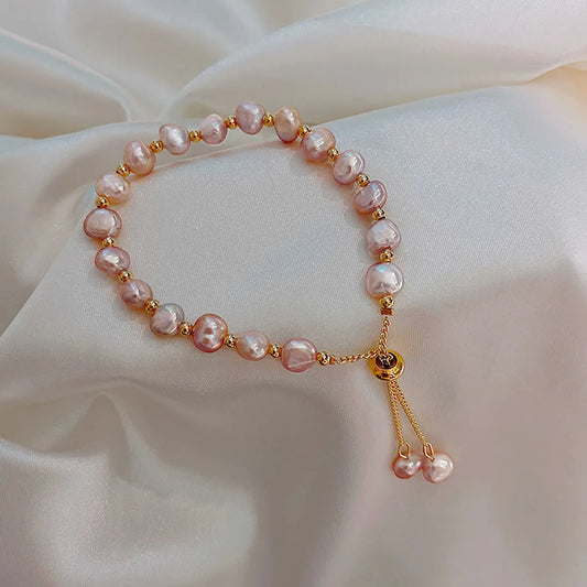 Fashion Round Alloy Pearl Beaded Bracelets 1 Piece