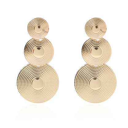 Fashion Round Alloy Plating Women's Drop Earrings 1 Piece