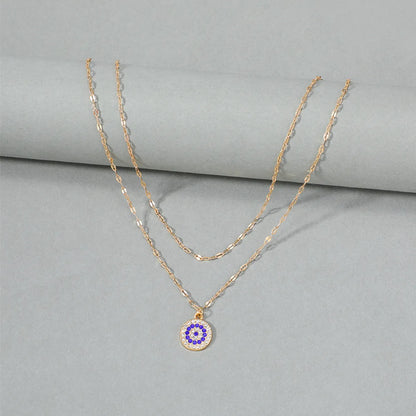 Fashion Round Alloy Rhinestones Layered Necklaces 1 Set