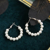 Fashion Round Artificial Pearl Stoving Varnish Women'S Hoop Earrings 1 Pair