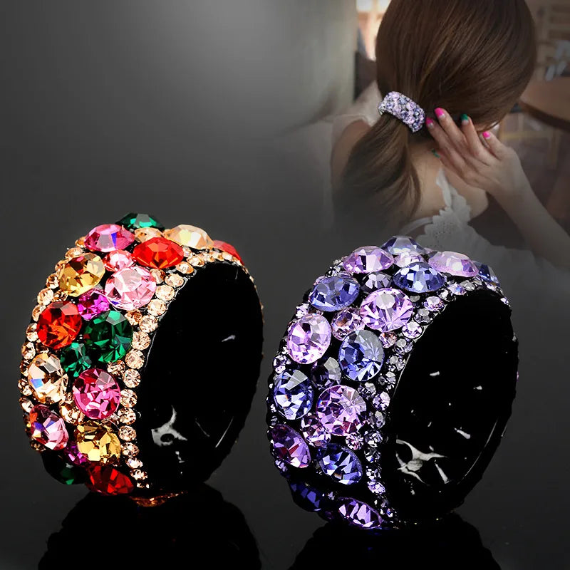 Fashion Round Arylic Inlay Rhinestones Hair Buckle 1 Piece