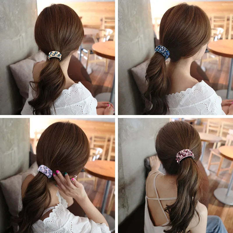 Fashion Round Arylic Inlay Rhinestones Hair Buckle 1 Piece