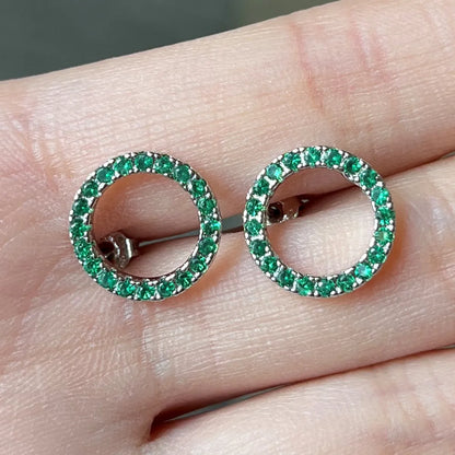 Fashion Round Copper Ear Studs Inlay Zircon Copper Earrings