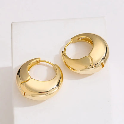 Fashion Round Copper Gold Plated Hoop Earrings 1 Pair