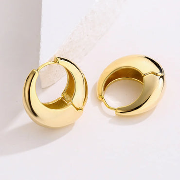 Fashion Round Copper Gold Plated Hoop Earrings 1 Pair