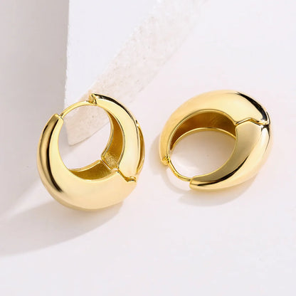 Fashion Round Copper Gold Plated Hoop Earrings 1 Pair