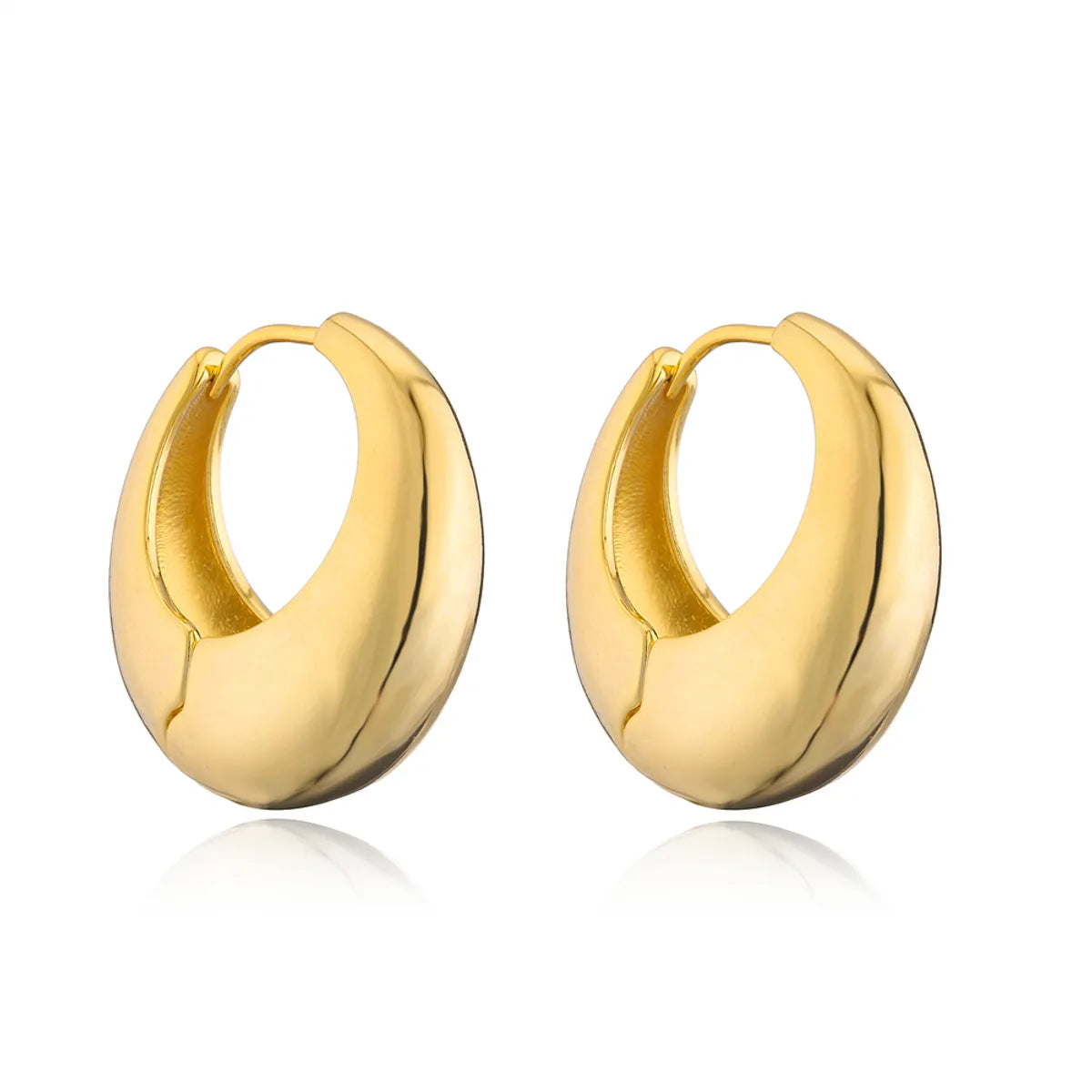 Fashion Round Copper Gold Plated Hoop Earrings 1 Pair