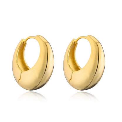 Fashion Round Copper Gold Plated Hoop Earrings 1 Pair