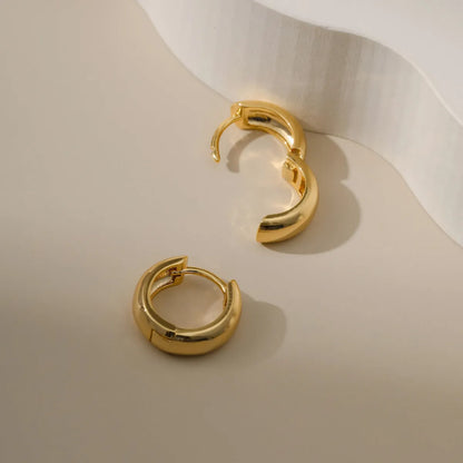 Fashion Round Copper Gold Plated Hoop Earrings 1 Pair