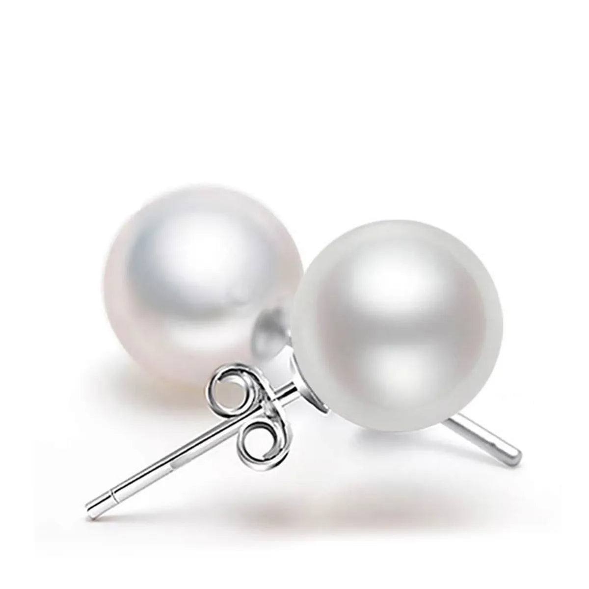 Fashion Round Copper Inlay Pearl Ear Studs 1 Pair