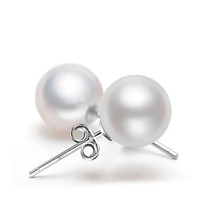 Fashion Round Copper Inlay Pearl Ear Studs 1 Pair