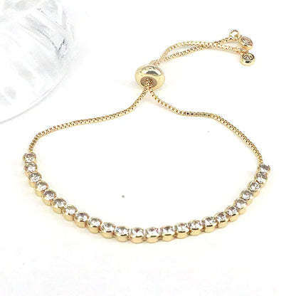 Fashion Round Copper Zircon Bracelets In Bulk