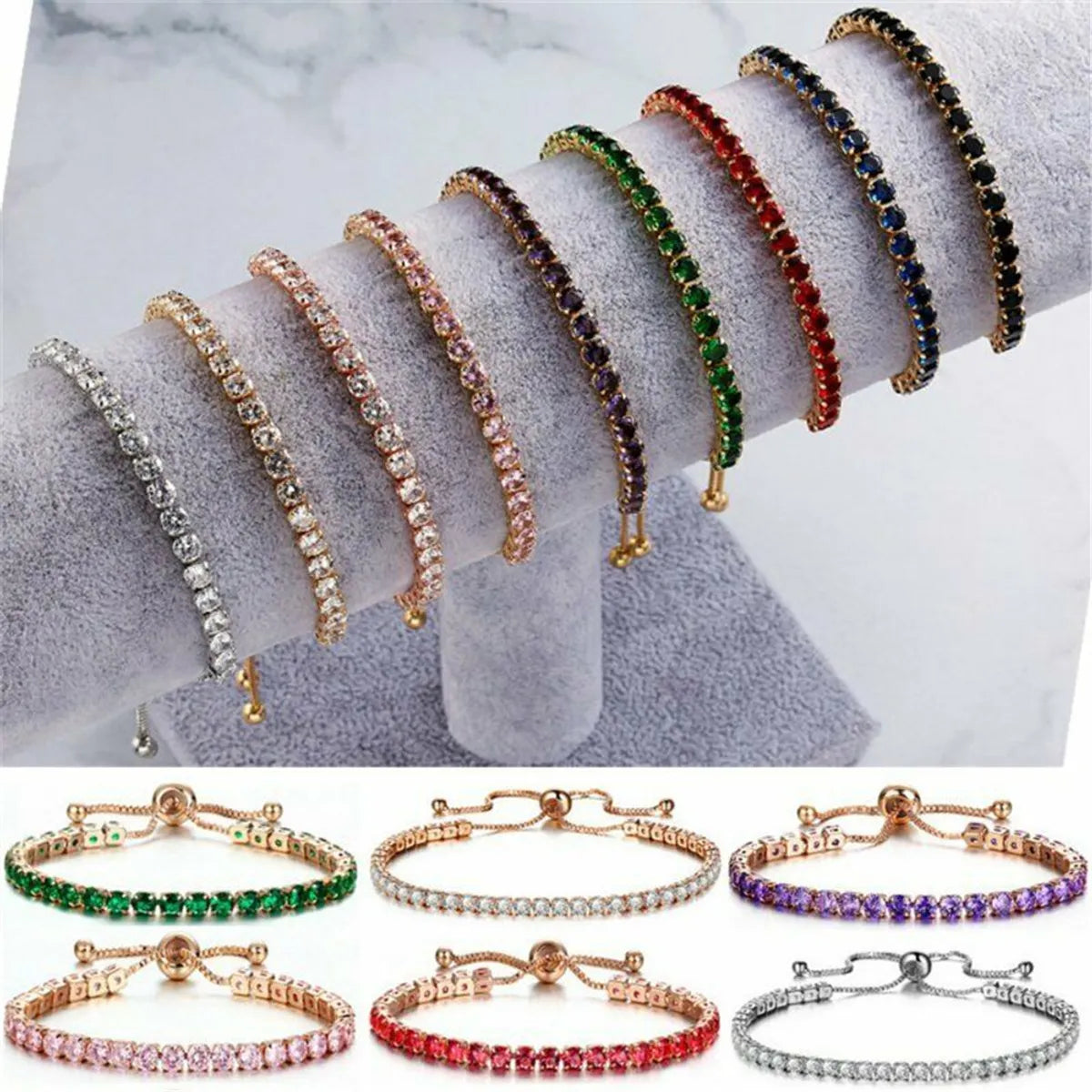 Fashion Round Copper Plating Inlay Rhinestones Bracelets 1 Piece