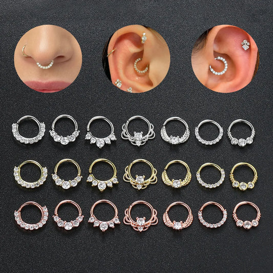 Fashion Round Copper Plating Zircon Nose Ring 1 Piece