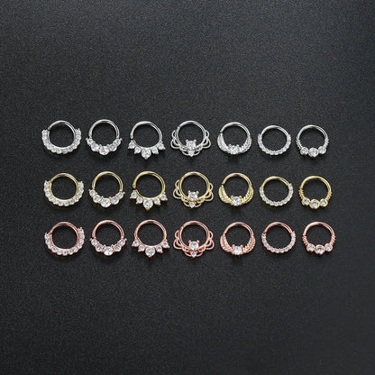 Fashion Round Copper Plating Zircon Nose Ring 1 Piece