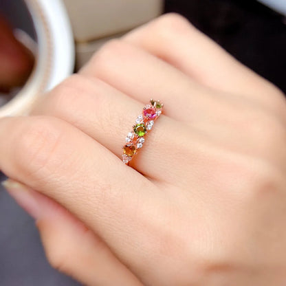 Fashion Round Copper Rings Plating Inlay Artificial Gemstones Copper Rings