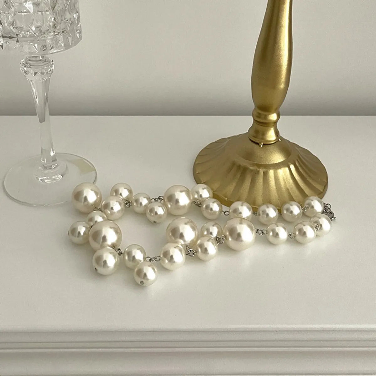 Fashion Round Imitation Pearl Women's Necklace 1 Piece