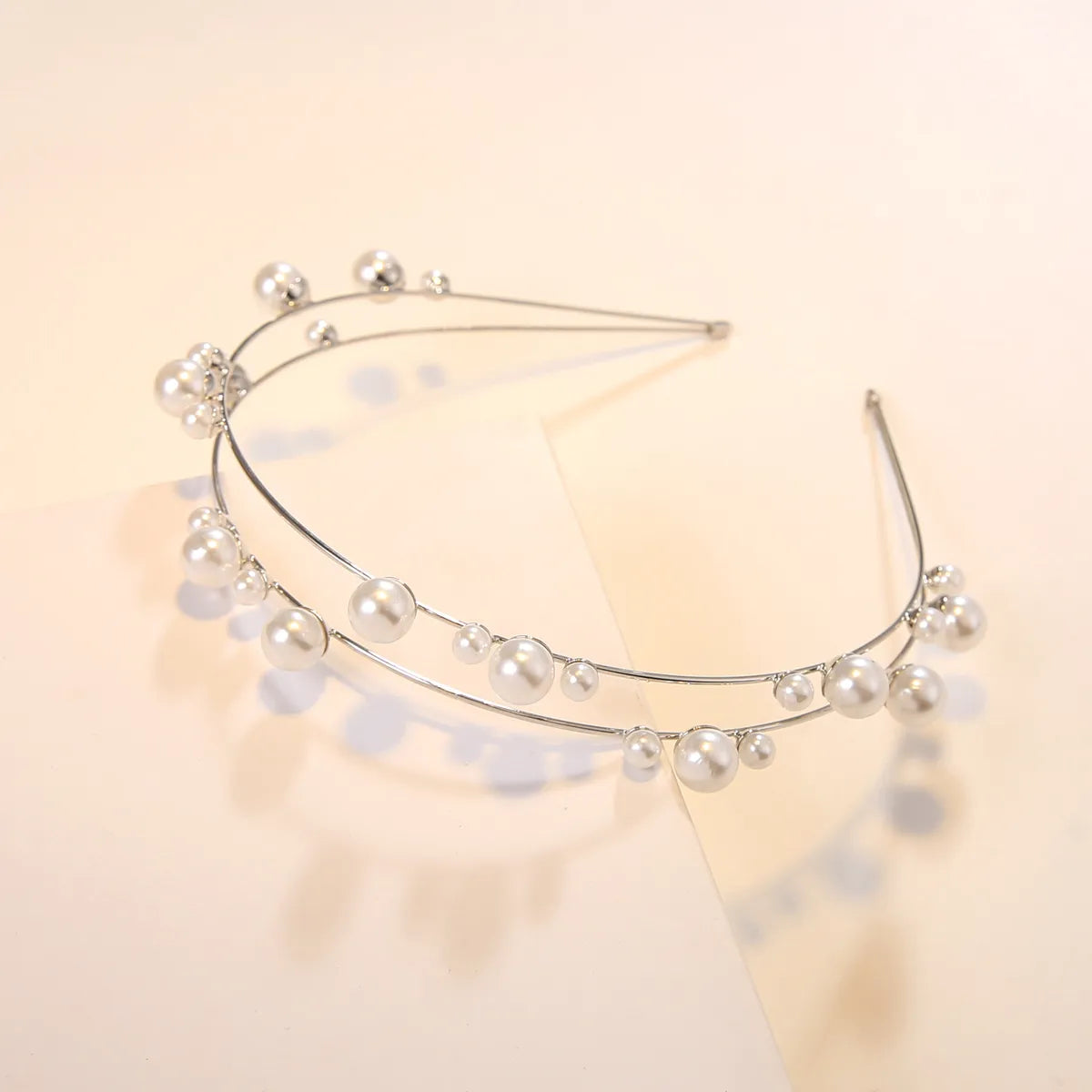 Women'S Fashion Round Iron Inlay Artificial Pearls Hair Band